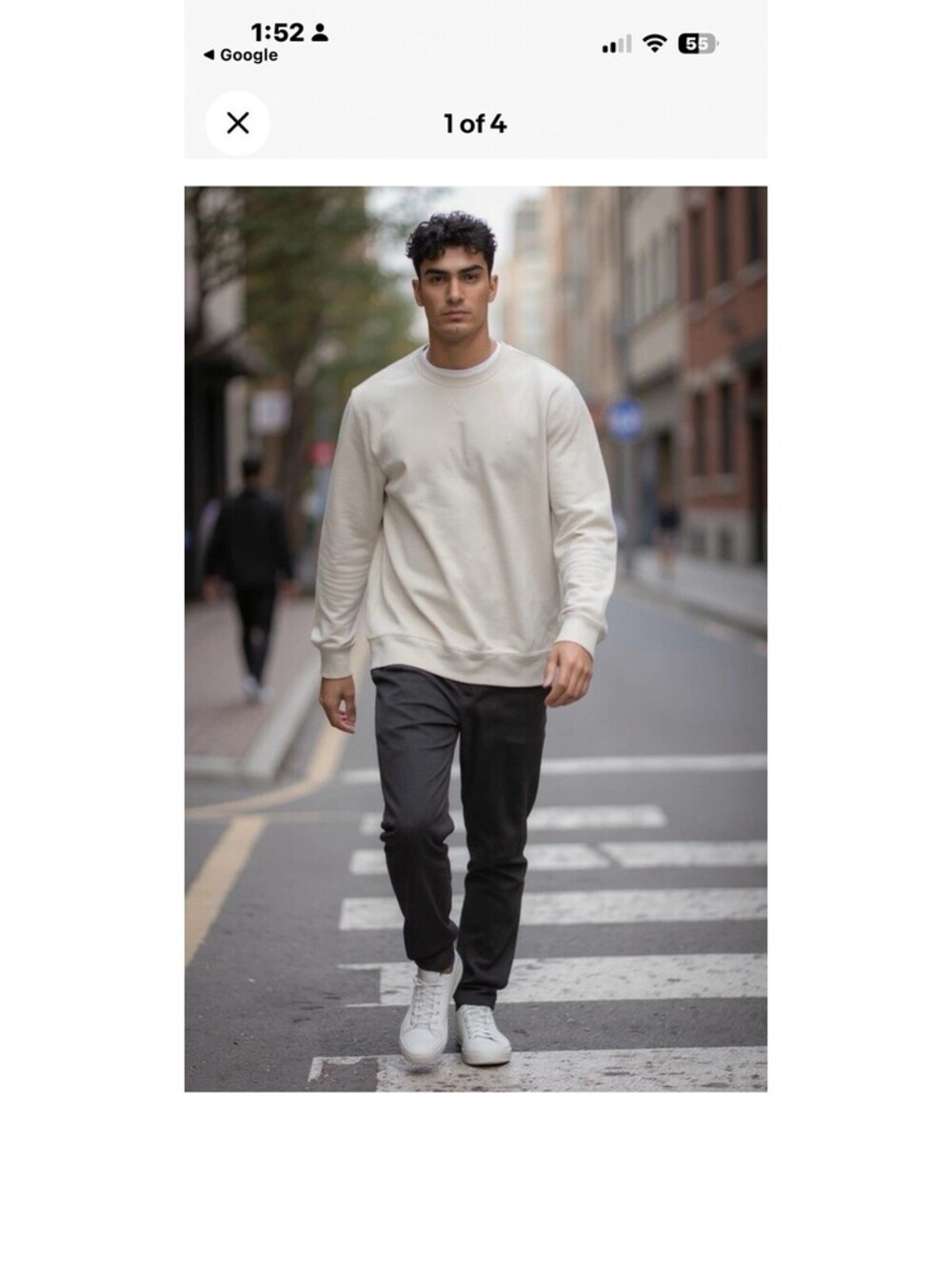 Izod Men's Pullover Sweatshirt Stretch Crew Neck Cream M NWT